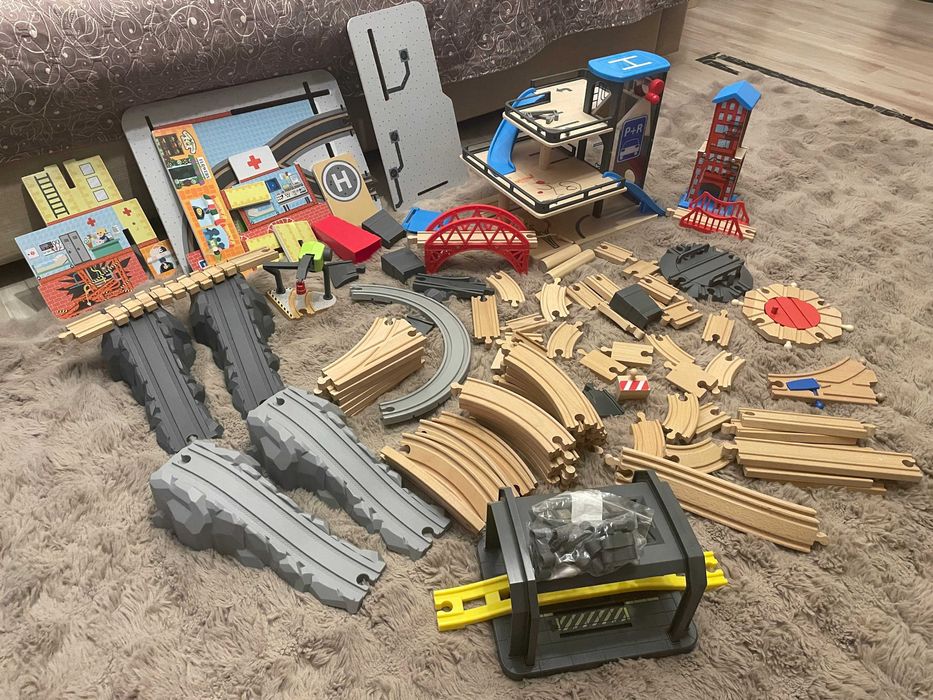 Set masa lemn, sine lemn, trenulete magnetice