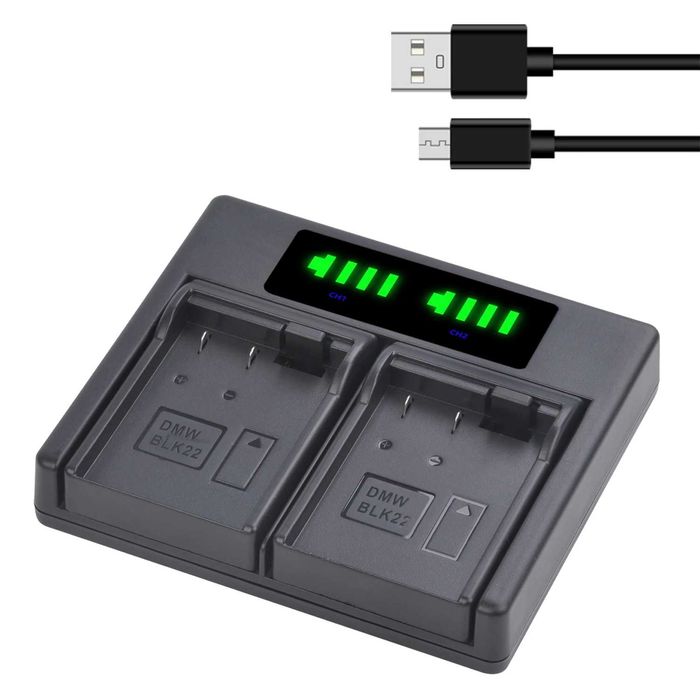 Set 2 acumulatori DMW-BLK22 + incarcator Panasonic S5 S5K GH5 GH6 G9