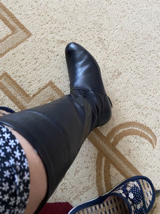 Cizme din piele cu toc mic