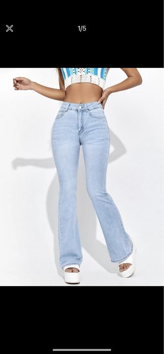 Blugi evazati albastri shein