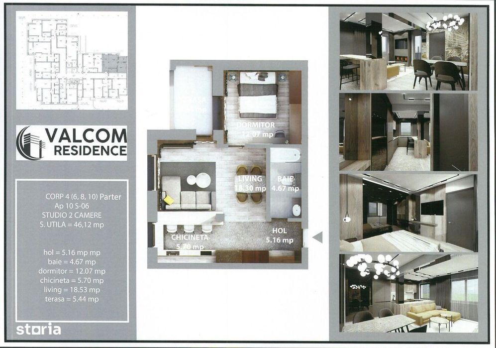 Valcom Residence Bartolomeu, Studio 2 camere, terasa 5.44 mp, Comision