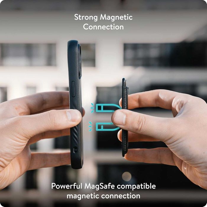 Mous MagSafe магнитен портфейл за мобилен телефон, MagSafe– черна кожа