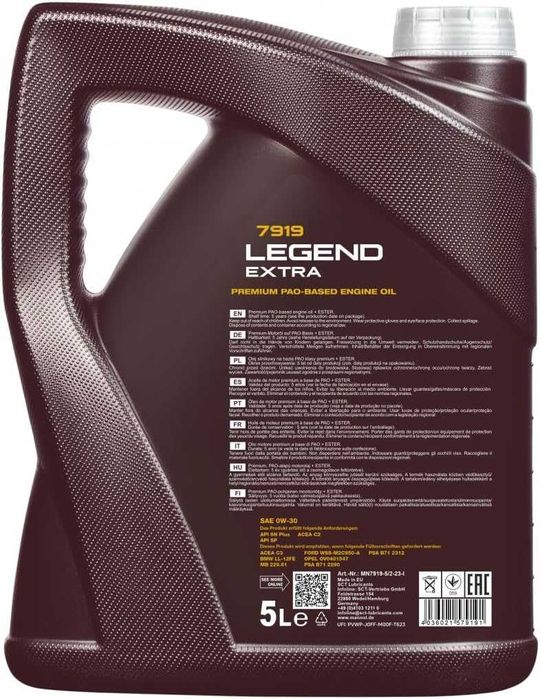 Ulei de motor MANNOL Legend Extra 7919 0W30 ACEA C2, 5 litri, sintetic