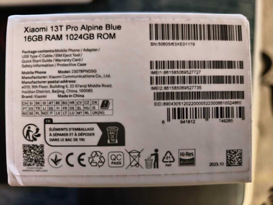 Xiaomi 13T Pro, Octa-Core, 16 GB RAM, 1 TB stocare