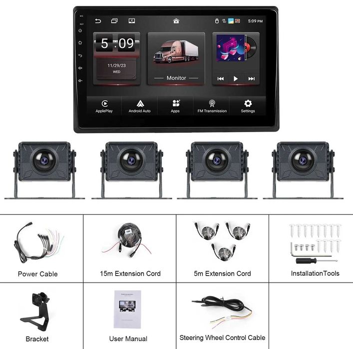 Монитор камера заден ход камион автобус навигация DVR Android Блутут