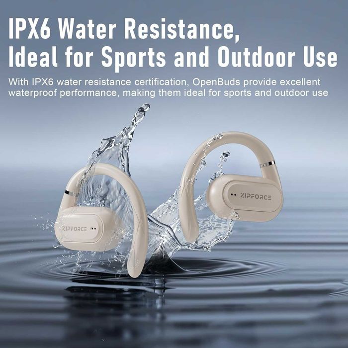 ZIPFORCE безжични слушалки с отворено ухо, Bluetooth 5.3, IPX6, жълти