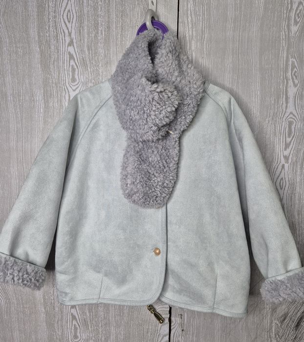 Шикарная дублёнка на девочку эко замш 3/4/5 лет