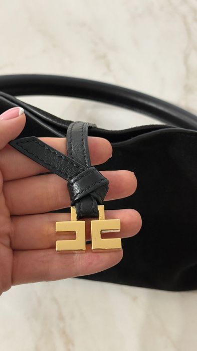 elisabetta franchi icon suede black чанта