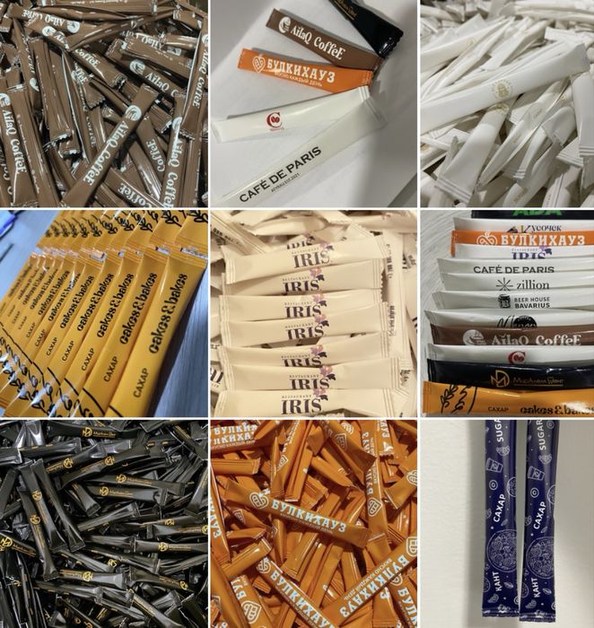 Сахар в стиках с лого