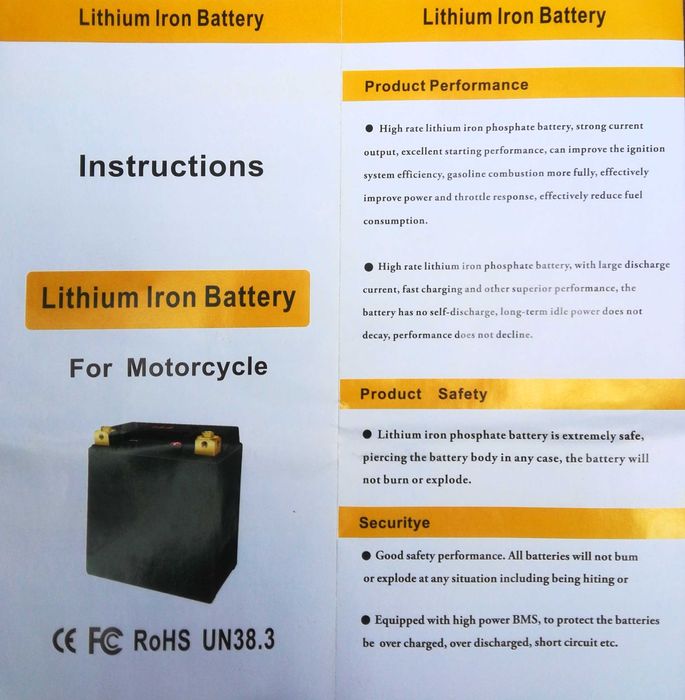 Baterie Moto 20L-BSL LiFePO4 12.8V 12A CurentPornire680Ah 175x87x155mm