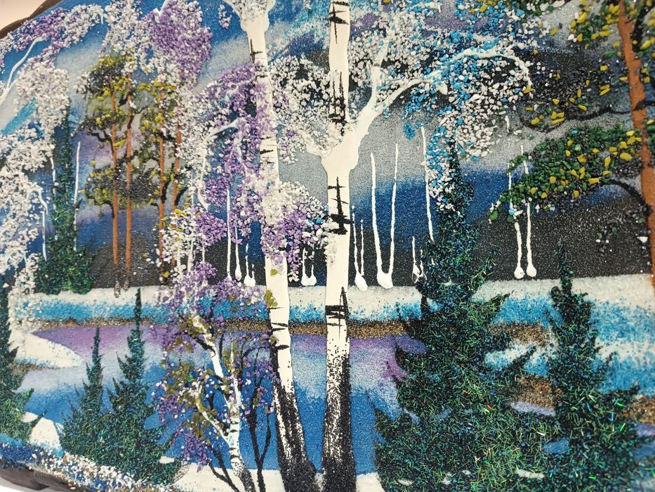 Картина из среза дерева