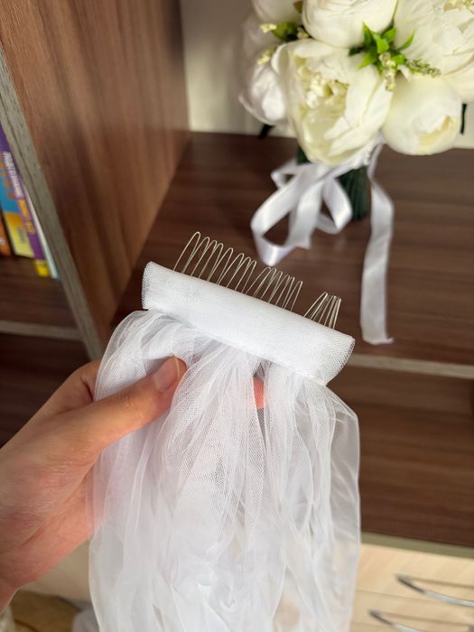 Букет свадебный, фата, шкатулка