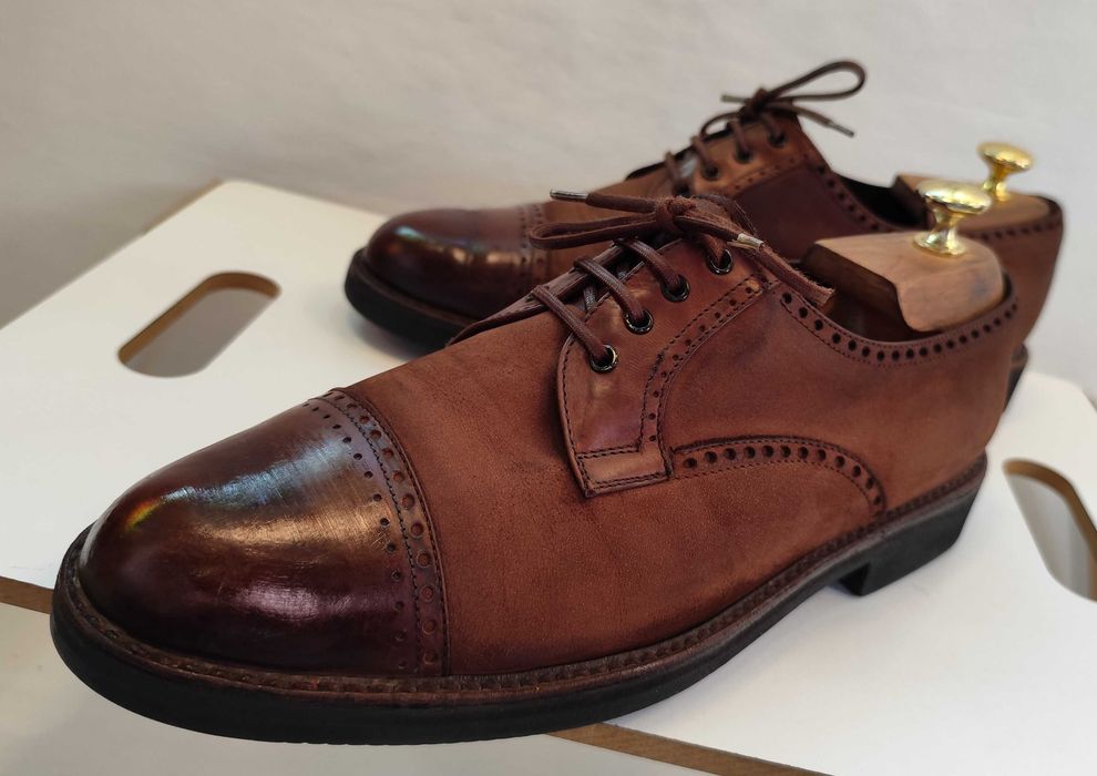 Pantofi derby 43 premium VIBRAM piele naturala moale suede