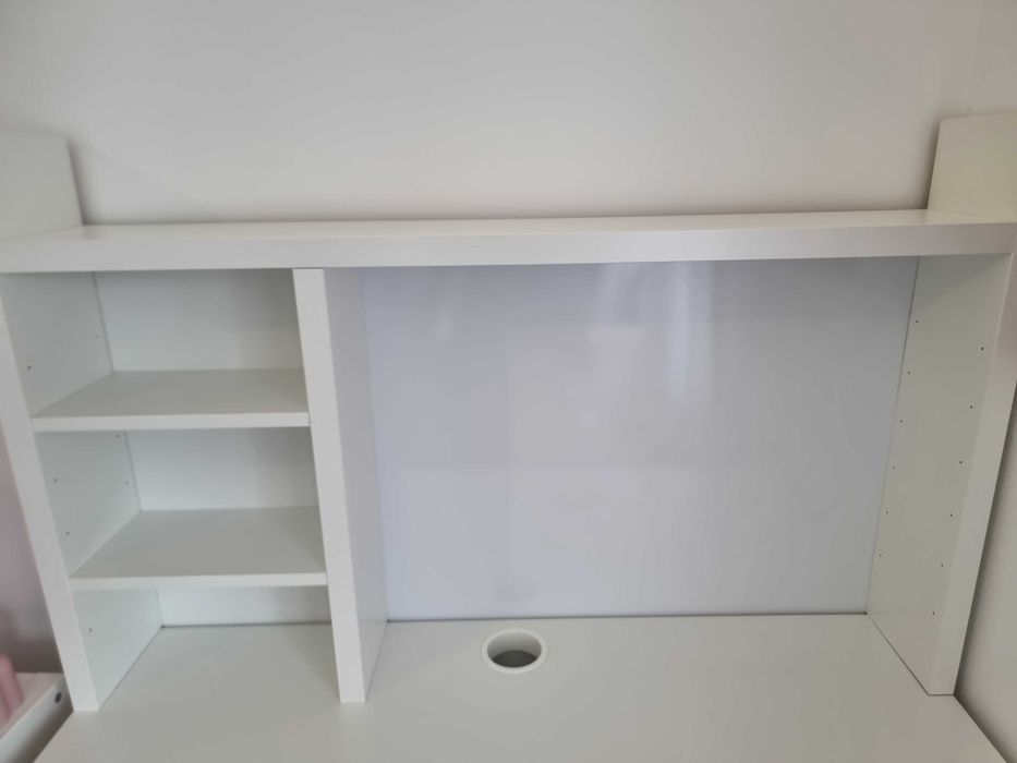 Birou Micke Ikea alb cu unitate suplimentara inalta + Scaun VIMUND