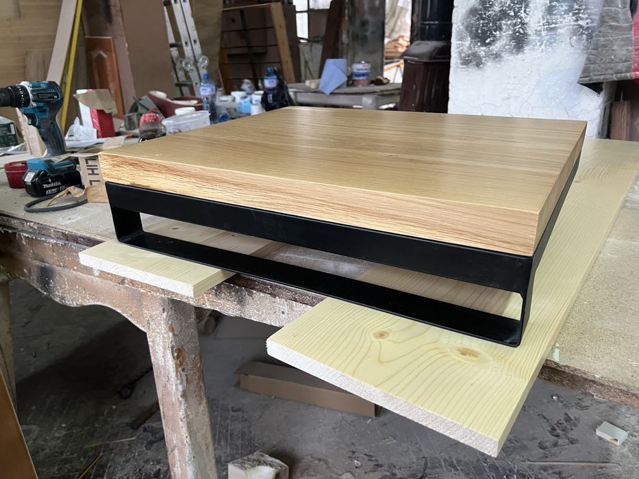 Наличен Плот за баня от масивно дърво дъб и метална стойка