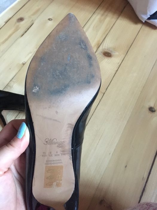 нови черни остри лачени обувки Mango, 38 номер