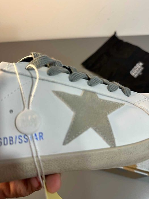 Golden Goose Superstar sneakers piele stea gri toc bleumarin