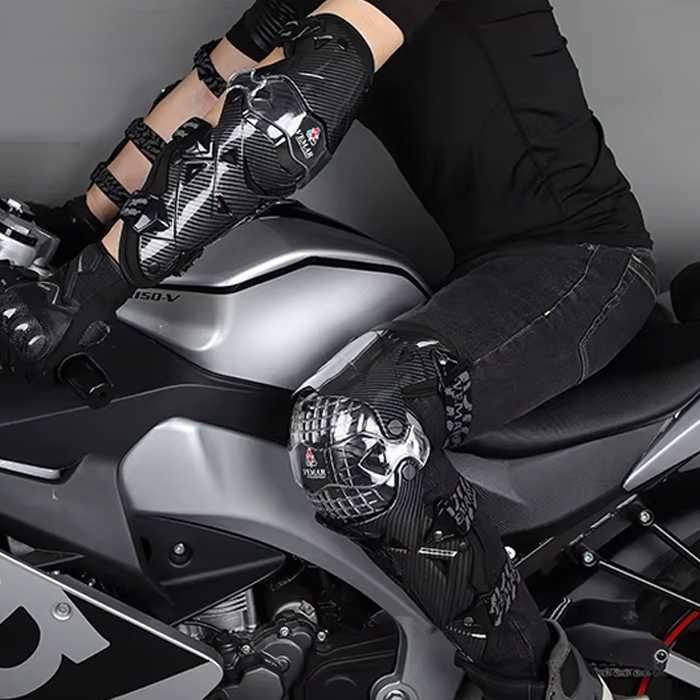 Мото наколенки PA968 комплект 2 бр.  карбон зелени/червени