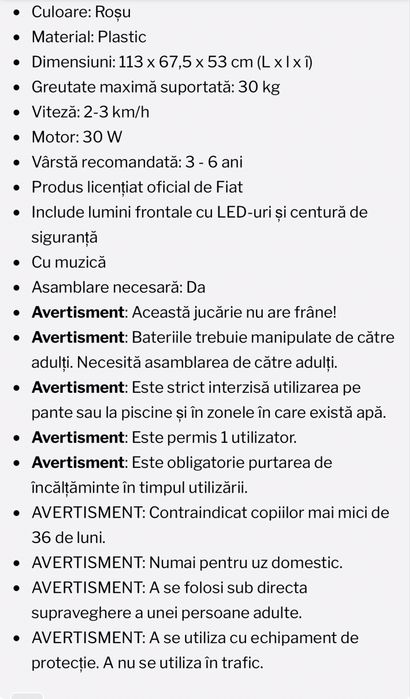 Mașină electrică pentru copii Fiat 500, roșu
