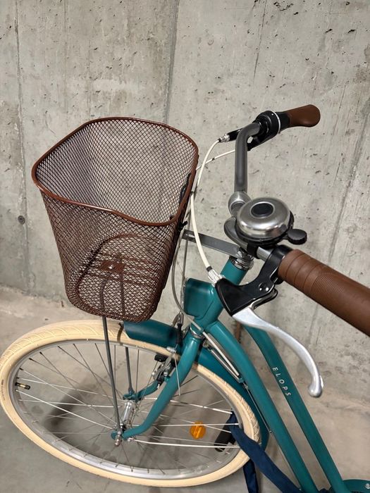 Bicicletă de oraș Elops 520, cadru jos, verde + lanț antifurt - stare perfectă
