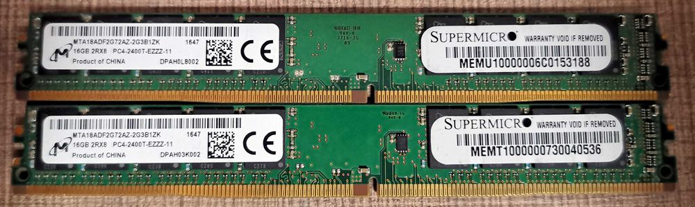 памет RAM Supermicro Micron 32Gb (16GB x2) DDR4 2400 UDIMM, ECC unbuffered