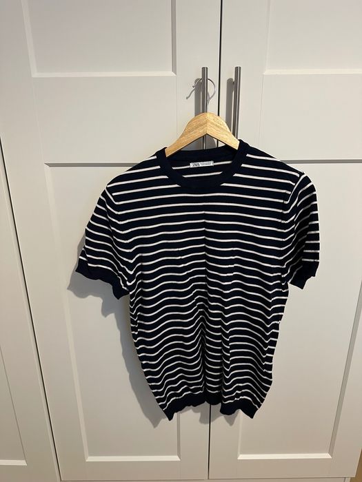 Tricou, Zara, bărbați, M, negru, bărbați, cu dungi