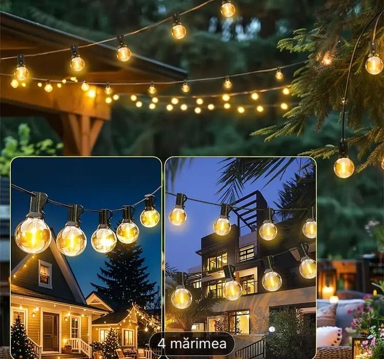 Ghirlanda Solar pe led 12m 30 becuri / led Solar cu telecomanda