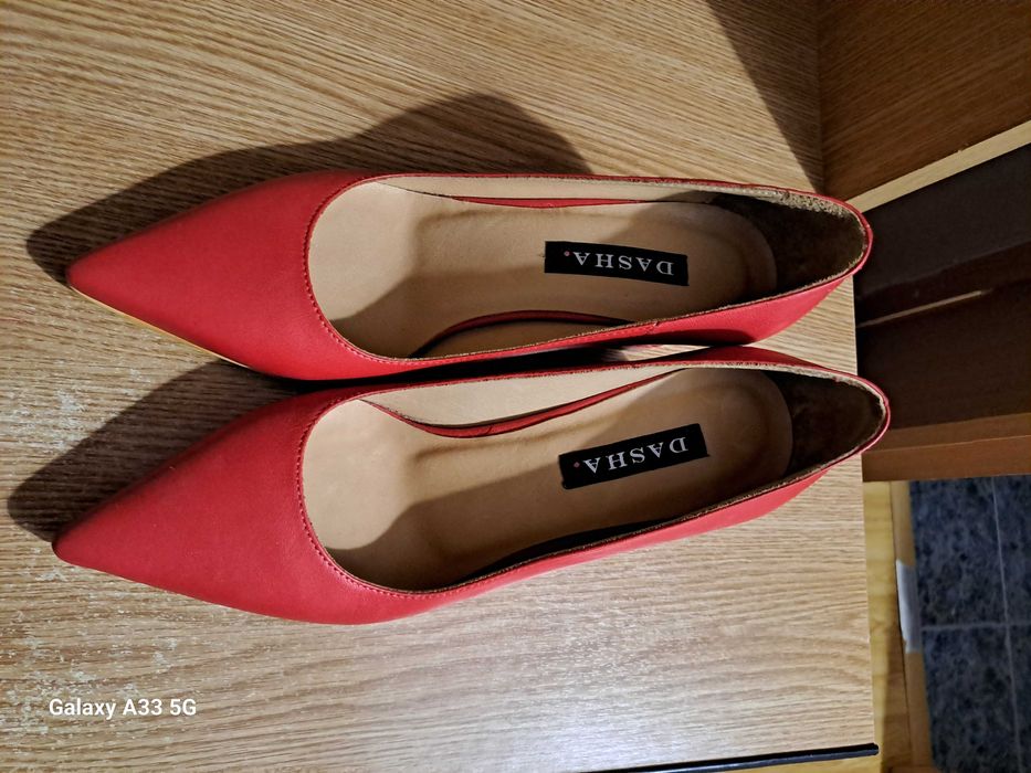 Pantofi piele Dasha rosu, marime 37