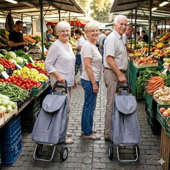 Пазарска количка, голям капацитет 30кг, лека, 28x38x96см, Vilde 489328