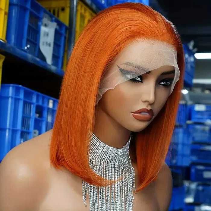 Естествена оранжева дамска перука с дантела лейс фронт 13x4