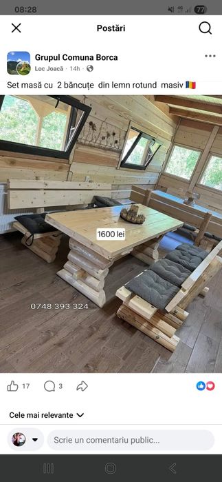 Balansoar  lemn masiv rotund set masa