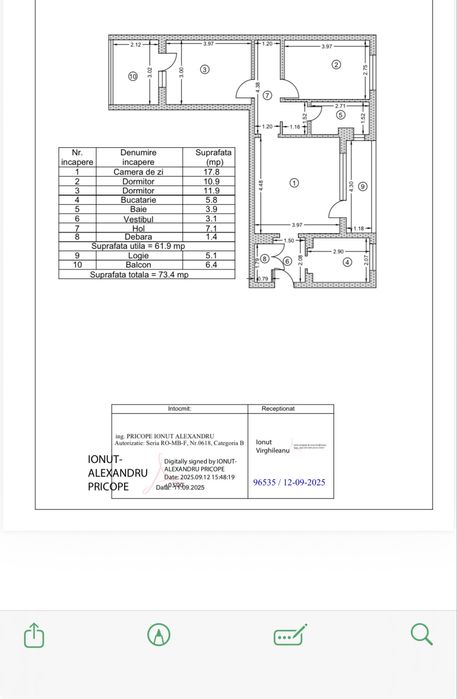 3 camere 73 mp – 1 min Metrou Lujerului – etaj 7 – preț ajustat