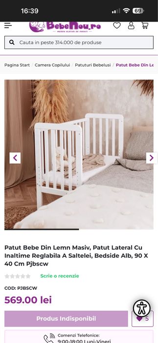 Patut pentru bebelusi nou. Nascuti. Se ataseaza langa. Pat