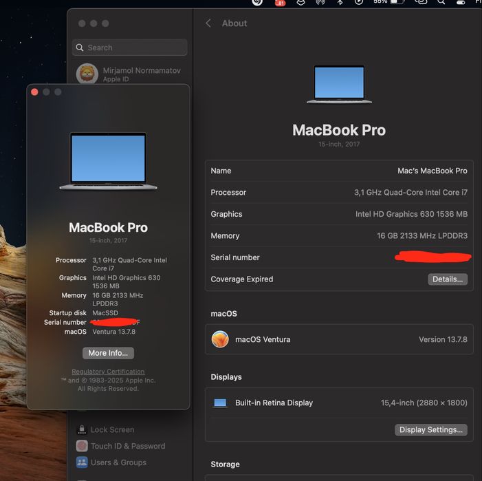 MacBook Pro 15-inch i7 / 16GB / 1TB SSD