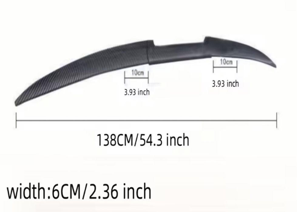 Универсален Спойлер Карбон Черен  от 3 части (118-138 см)