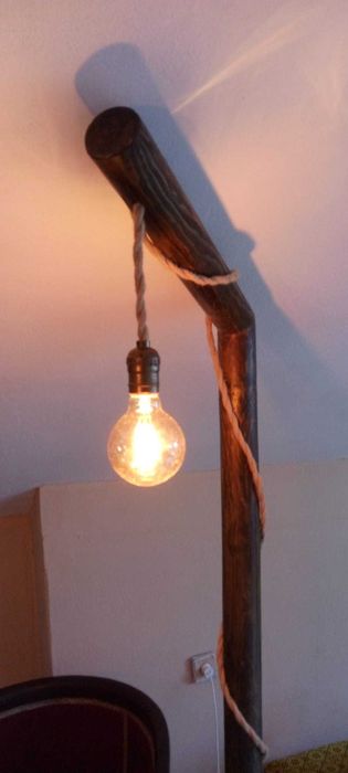 Дървена подова лампа-абажур,настолна лампа,нощна лампа.