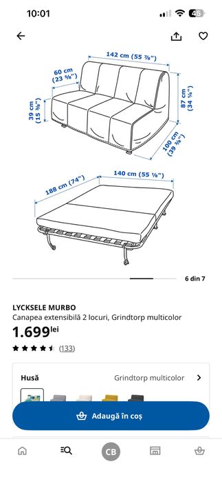 Canapea extensibila ikea