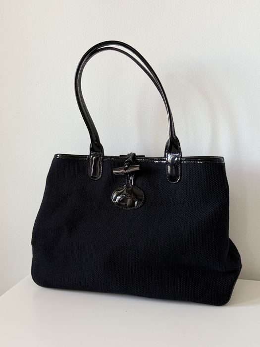 Geanta Longchamp Roseau Reversible 2 in 1 piele lacuita