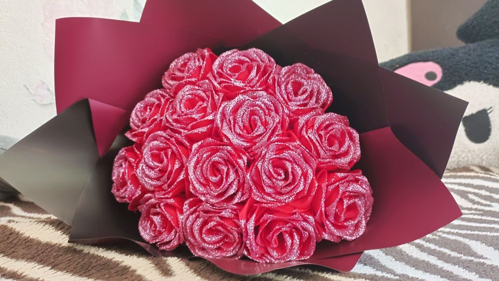 Букет из атласной ленты