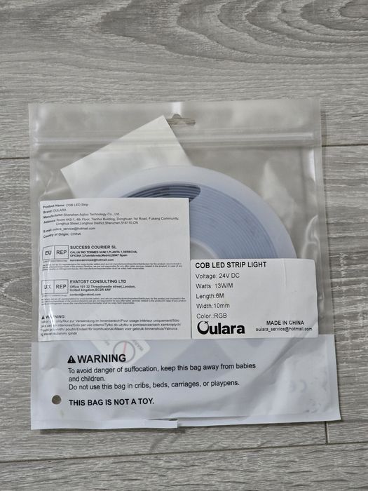 Bandă LED OULARA RGB COB 6M 24V – 576 LED/m Multicolor