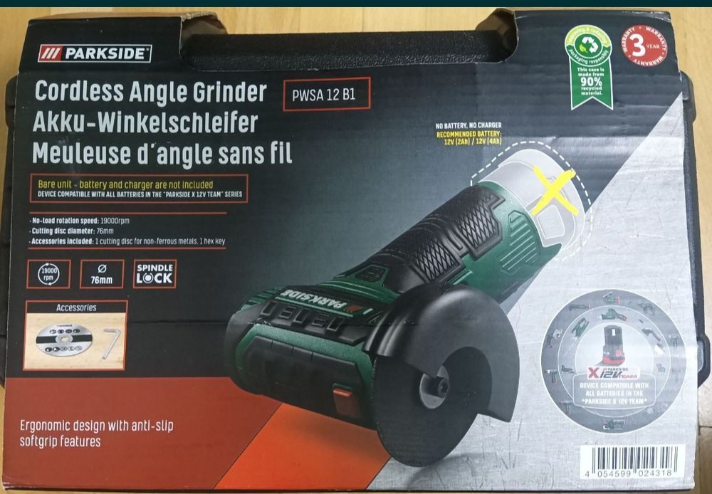 Parkside mini flex polidisc polizor pe baterie 12V 4A 5A 2A încărcător