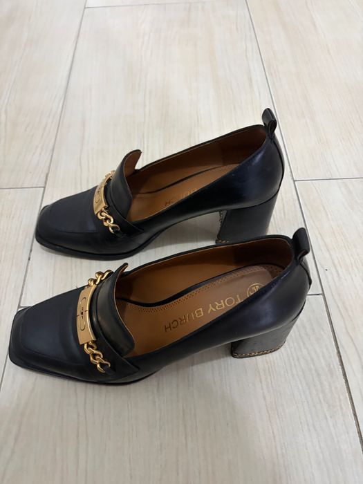 Кожени обувки с дебел ток Tory Burch Perrine