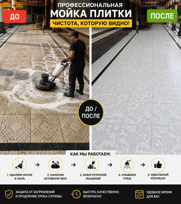Мойка и чистка брусчатки тротуаров полов и дорожек