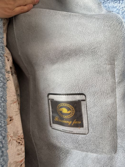 Шубка тедди голубого цвета