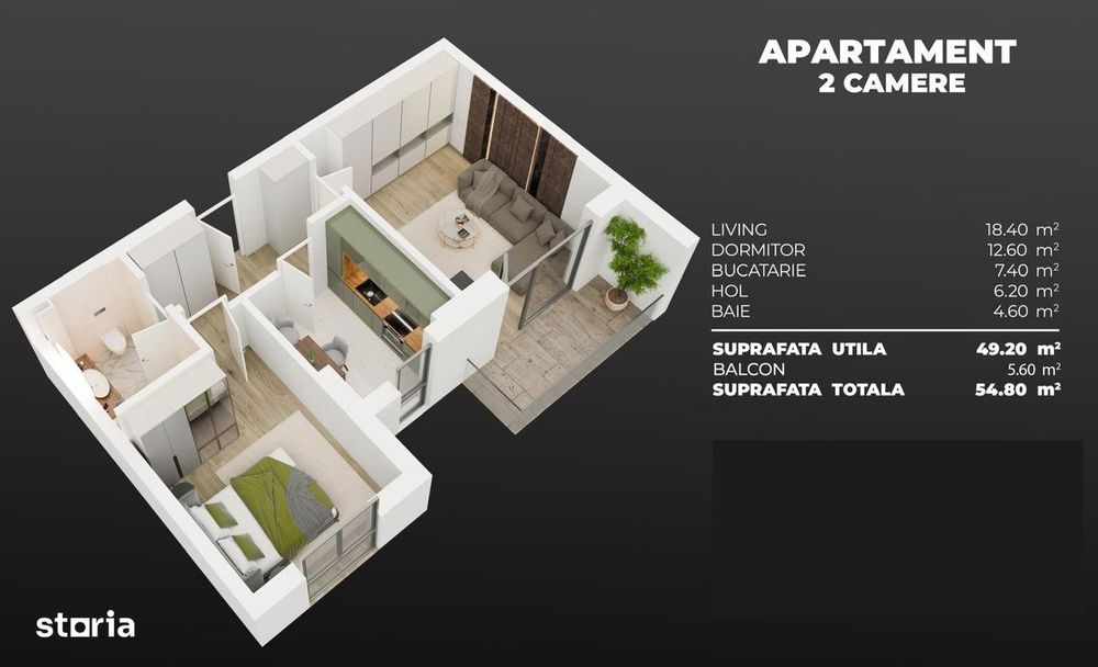 Apartament cu 2 camere/ Decomandat/ Metrou 2 minute/ Finalizat