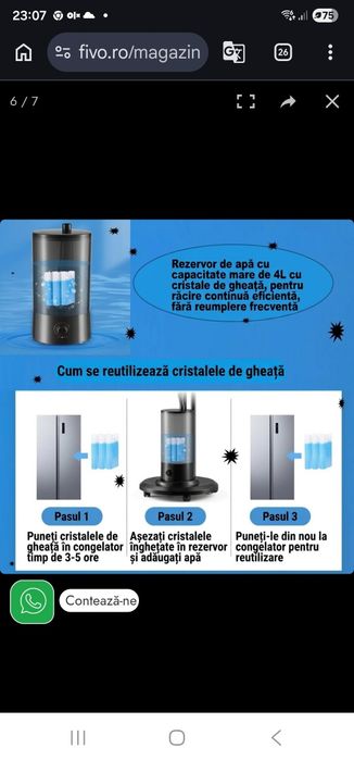 Ventilator cu pulverizare Apa 75w 3 viteze silentios telecomanda racire rapida