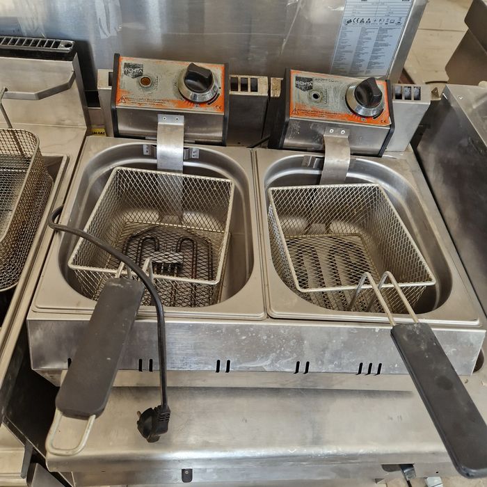 Friteuza dubla sau simpla  de putere, cu banc, din inox