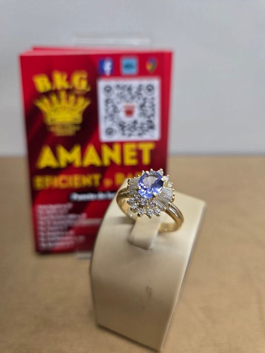 Inel din aur de 18k cu diamante și tanzanit Amanet BKG