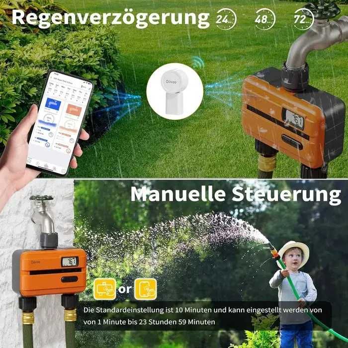 Computer irigații Diivoo WiFi 2 ieșiri cu debitmetru de apă încorporat