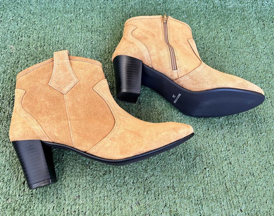 Botine Lola Gonzales, camel,piele întoarsă,mărimea 38,office,casual